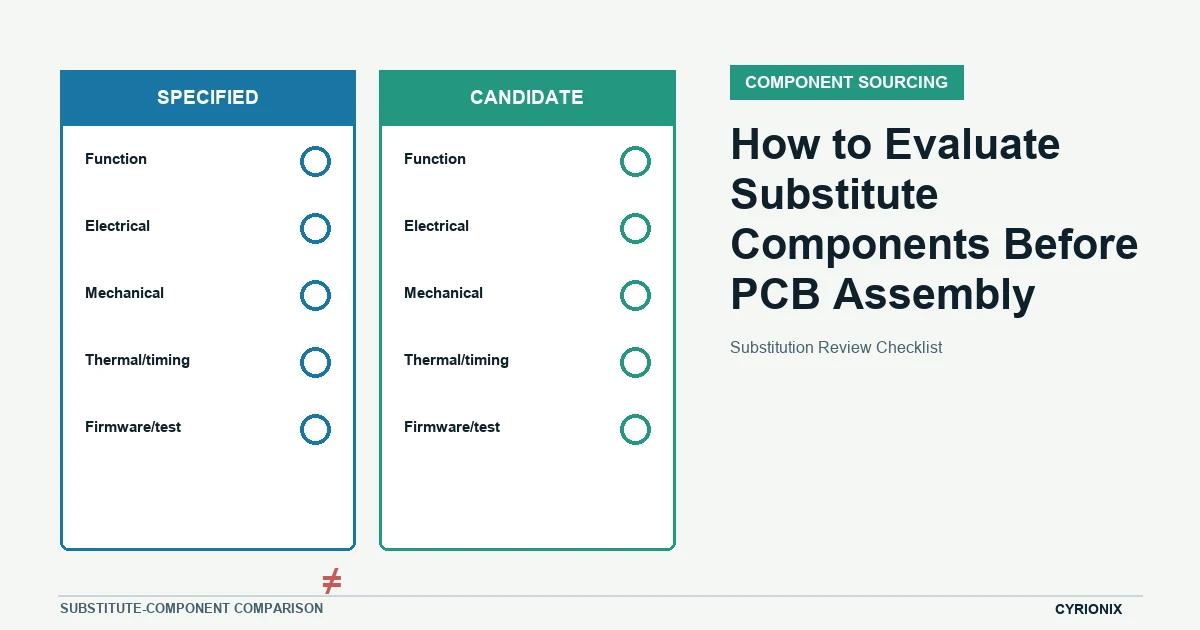 Substitution Review Checklist for component sourcing PCB assembly decisions