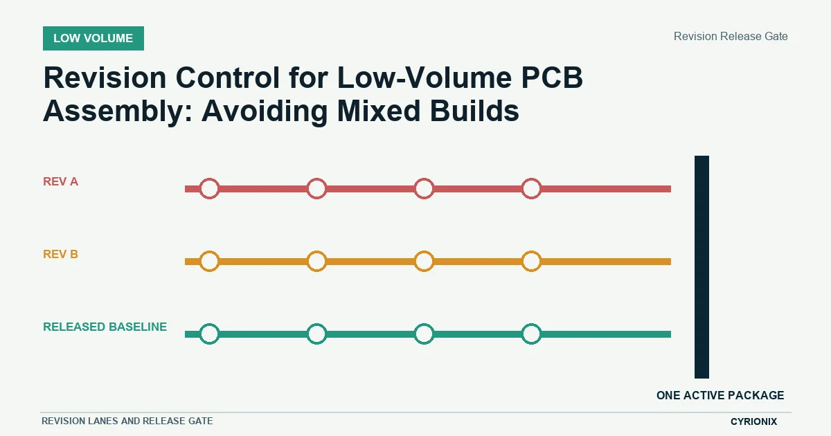 Revision lanes and release gate for Revision Control for Low-Volume PCB Assembly: Avoiding Mixed Builds