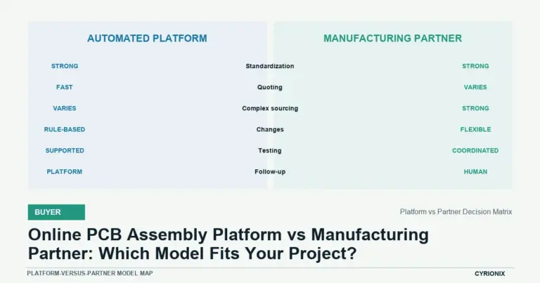 Platform-versus-partner model map for Online PCB Assembly Platform vs Manufacturing Partner: Which Model Fits Your Project?