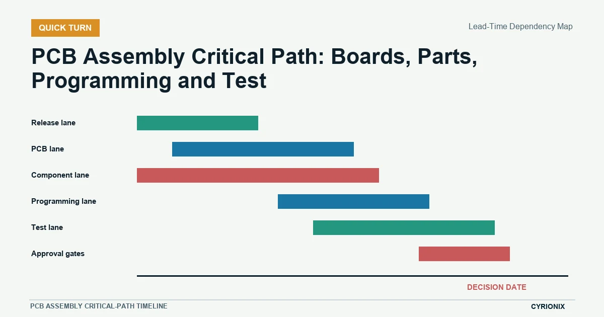 Lead-Time Dependency Map for quick turn PCB assembly decisions