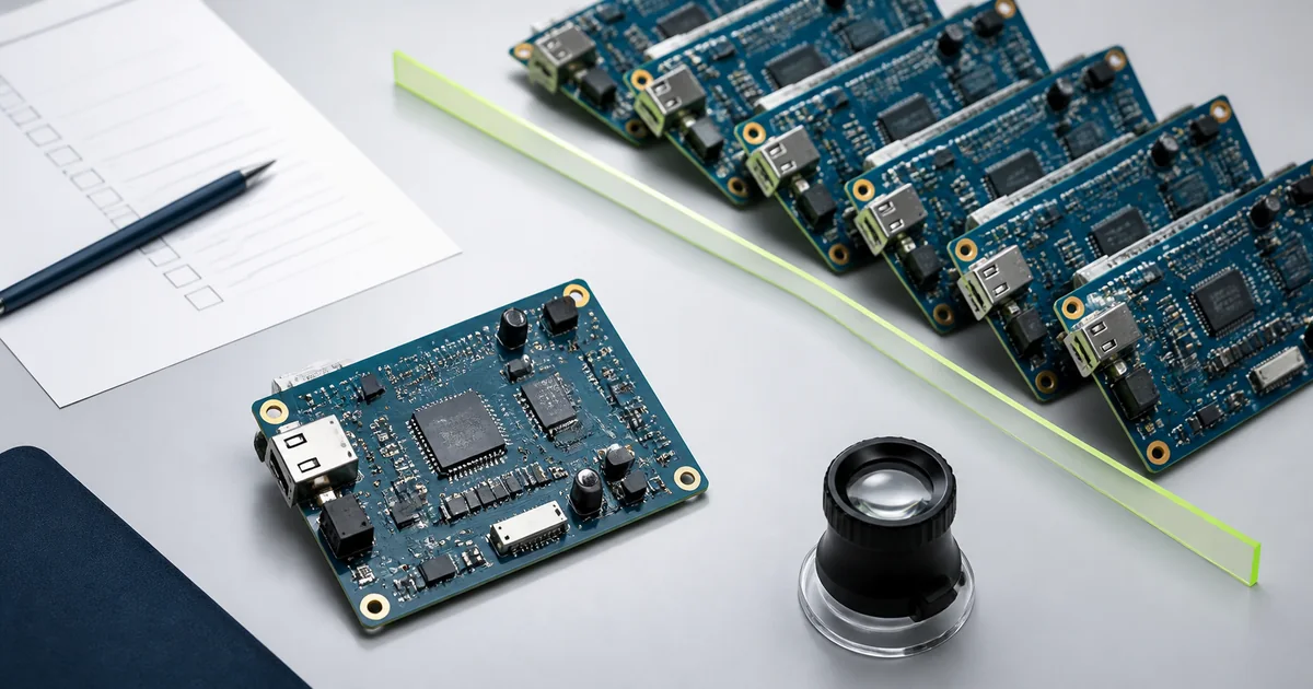 First assembled PCB separated from a small batch at a release checkpoint