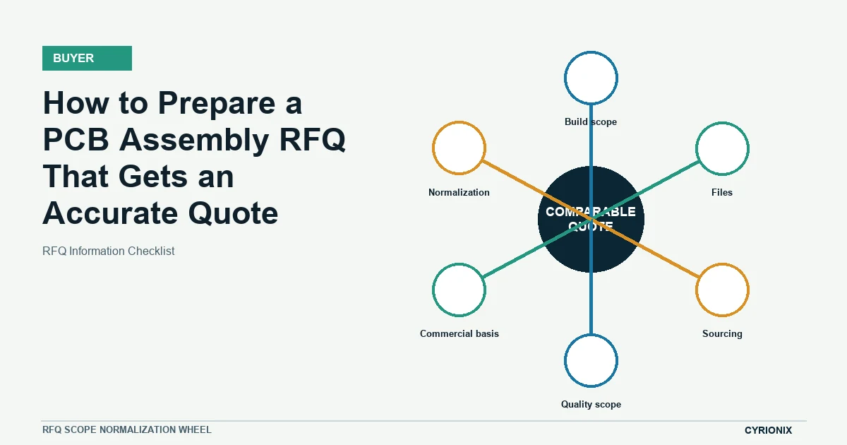 RFQ scope normalization wheel for How to Prepare a PCB Assembly RFQ That Gets an Accurate Quote