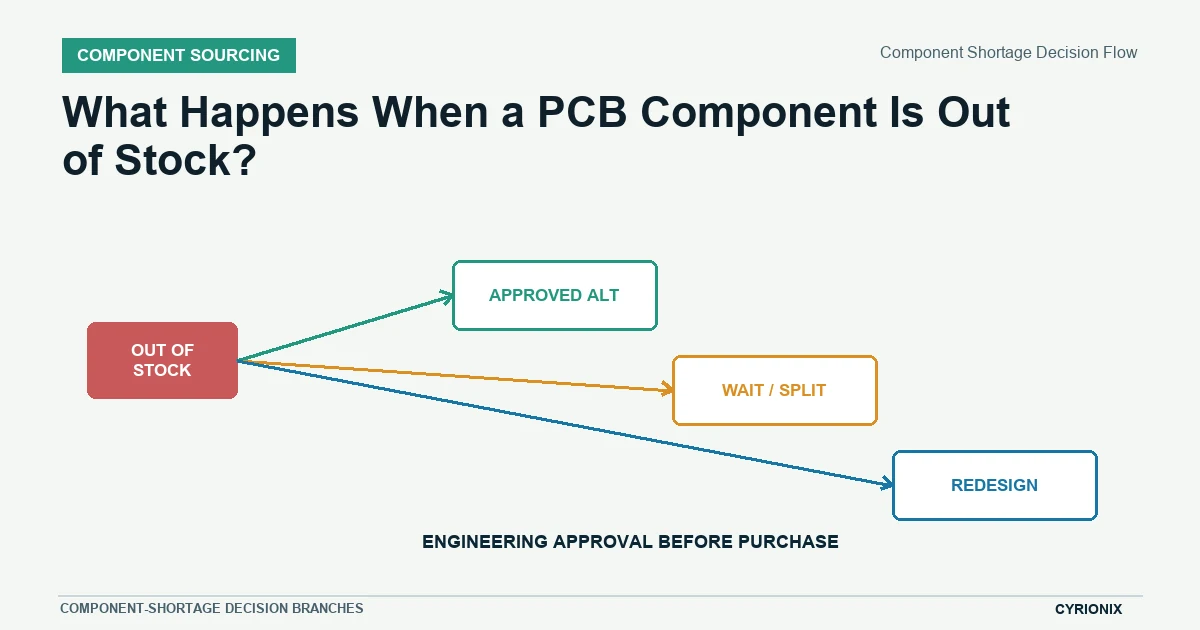 Component Shortage Decision Flow for component sourcing PCB assembly decisions