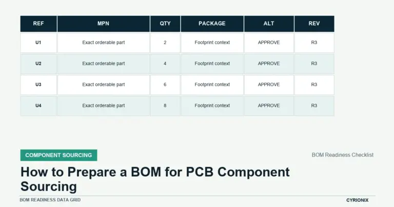 BOM readiness data grid for How to Prepare a BOM for PCB Component Sourcing