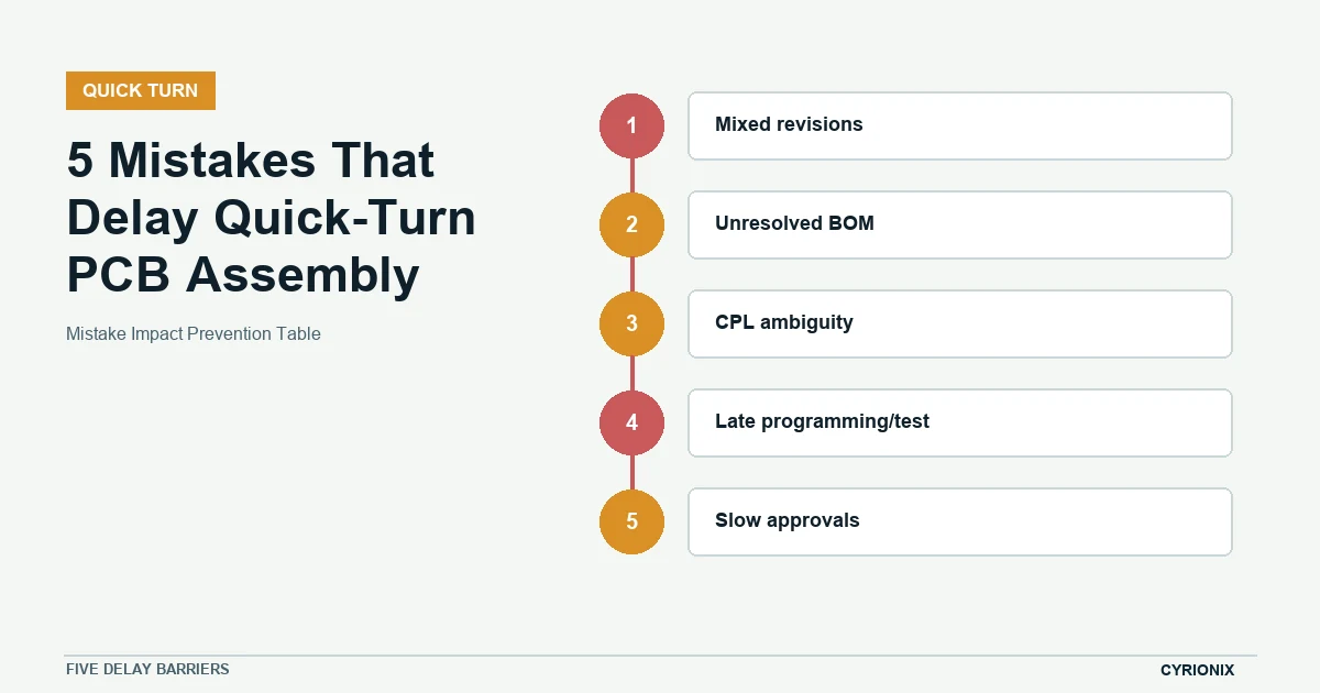 Mistake Impact Prevention Table for quick turn PCB assembly decisions