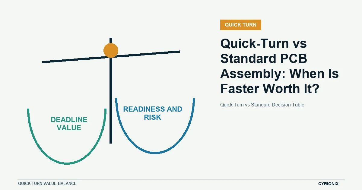 Quick Turn vs Standard Decision Table for quick turn PCB assembly decisions