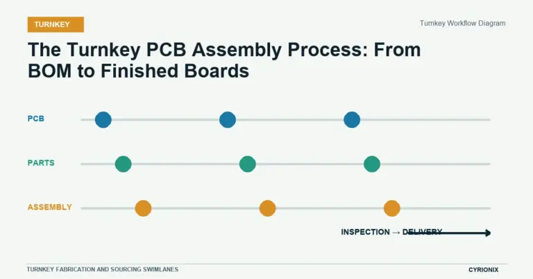 Turnkey fabrication and sourcing swimlanes for The Turnkey PCB Assembly Process: From BOM to Finished Boards