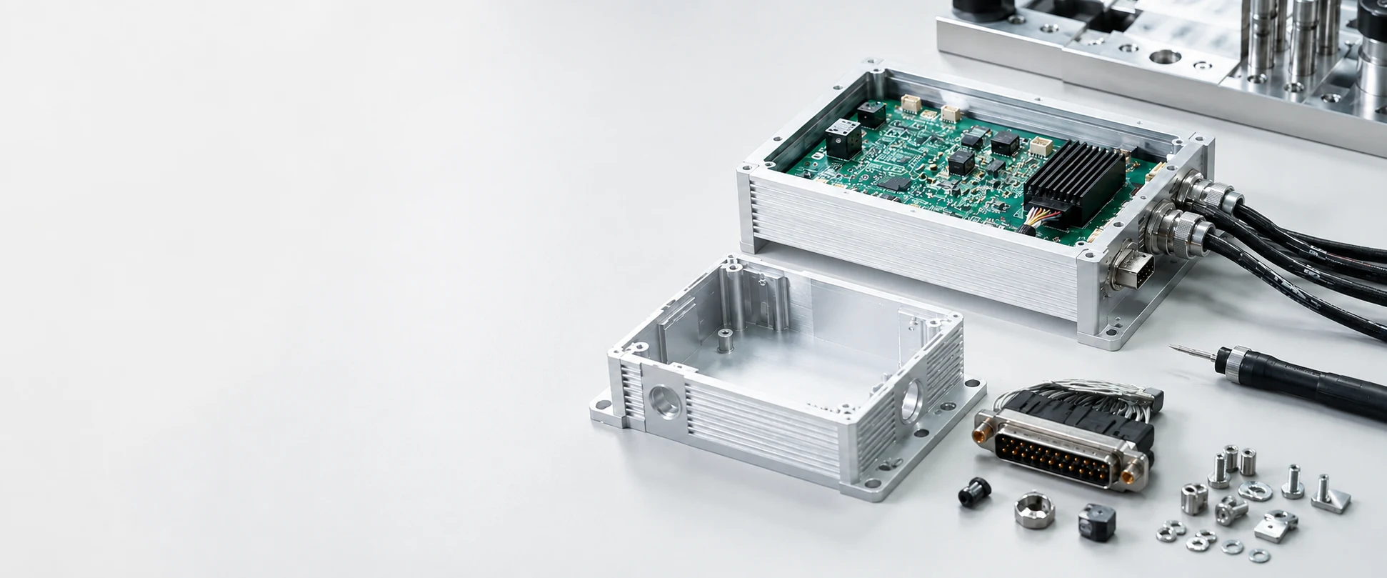 PCB assembly integrated with enclosure and wiring for box build
