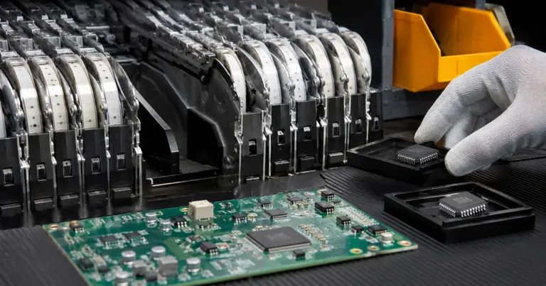 Partially assembled PCB beside an empty feeder position and candidate replacement components