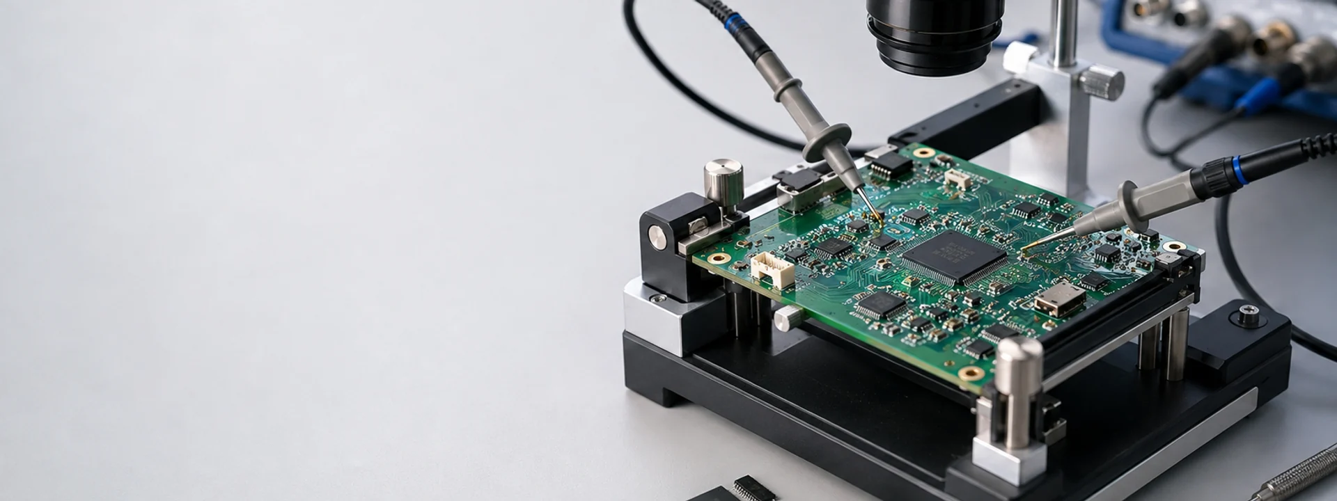 Prototype PCB assembly board under engineering review