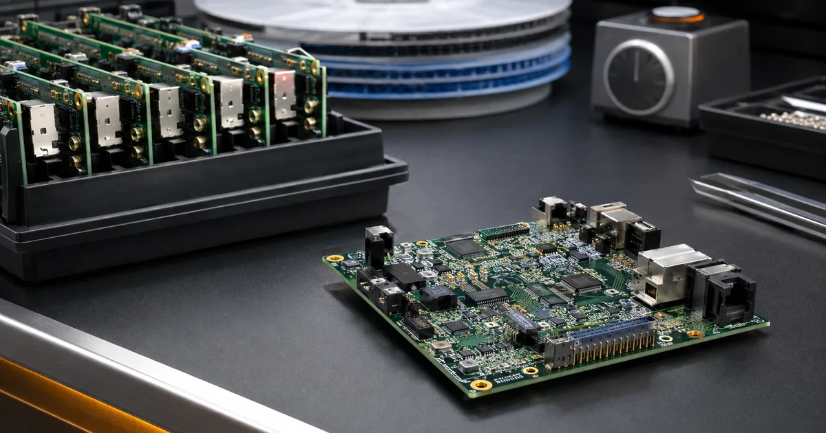 Populated PCBA prototype and small production batch staged for quick-turn schedule review