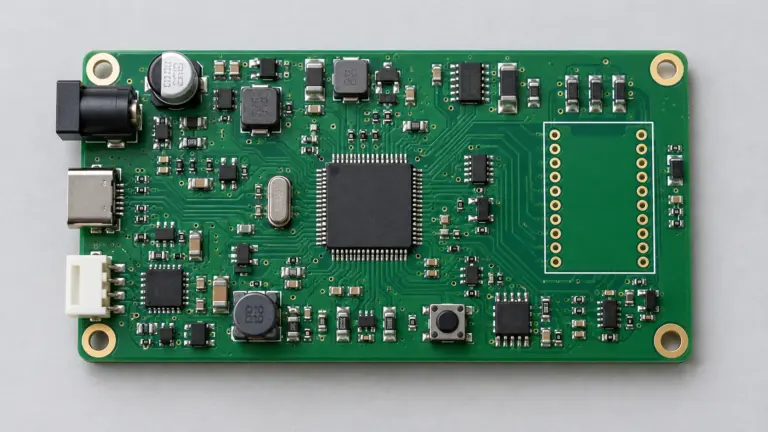 Populated controller board with a clearly unpopulated optional component footprint